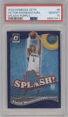 Victor Wembanyama from the 2023-24 Donruss Optic set featuring a Purple parallel graded by PSA and given an overall grade of 10.