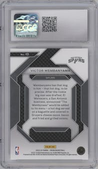 Victor Wembanyama from the 2023-24 Panini Prizm set graded by CSG and given an overall grade of 10.