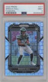Breece Hall from the 2022 Panini Prizm set featuring a Pandora parallel graded by PSA and given an overall grade of 9.