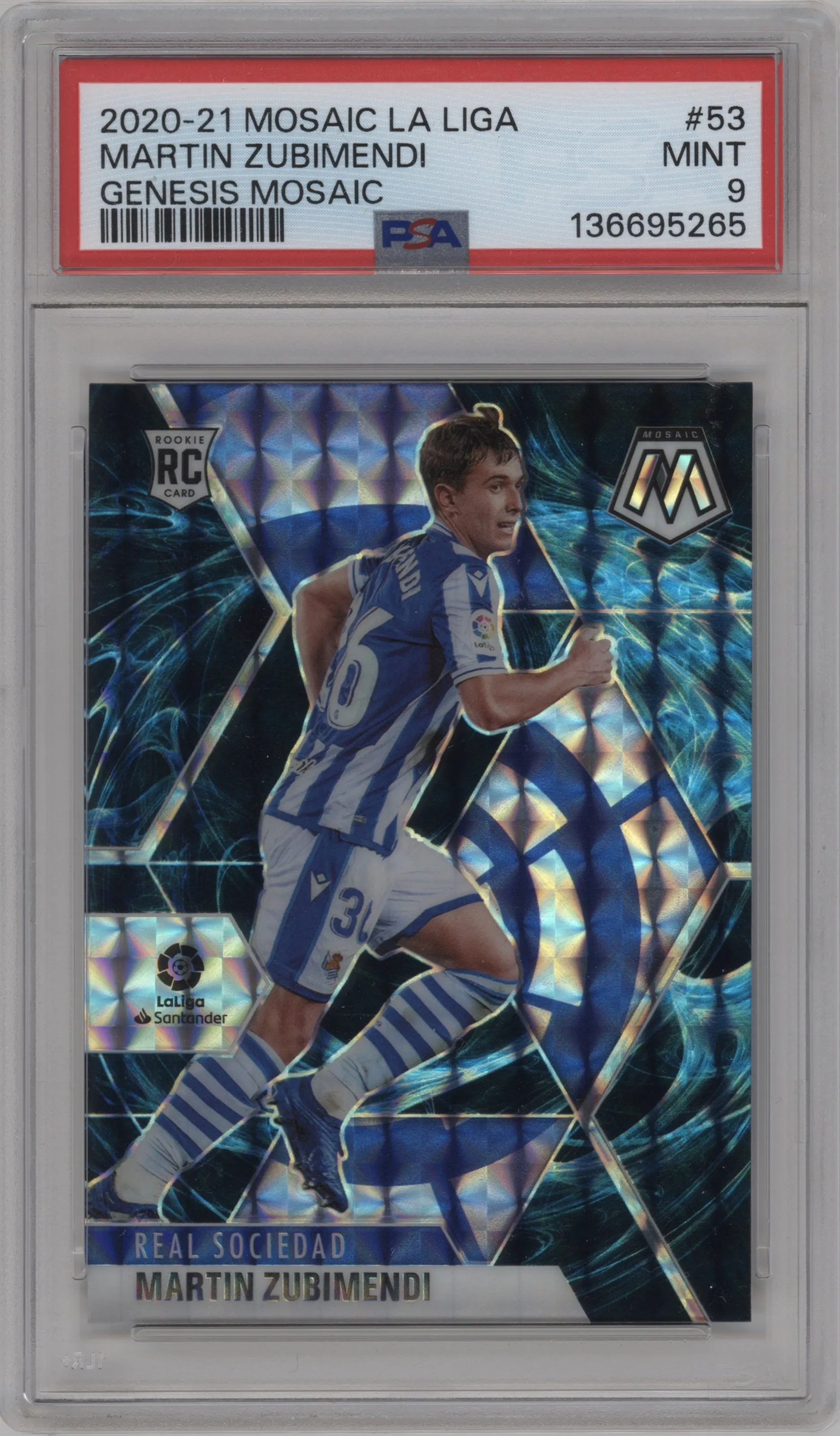 2020 Panini Mosaic La Liga Martin Zubimendi Genesis Mosaic #53 PSA 9