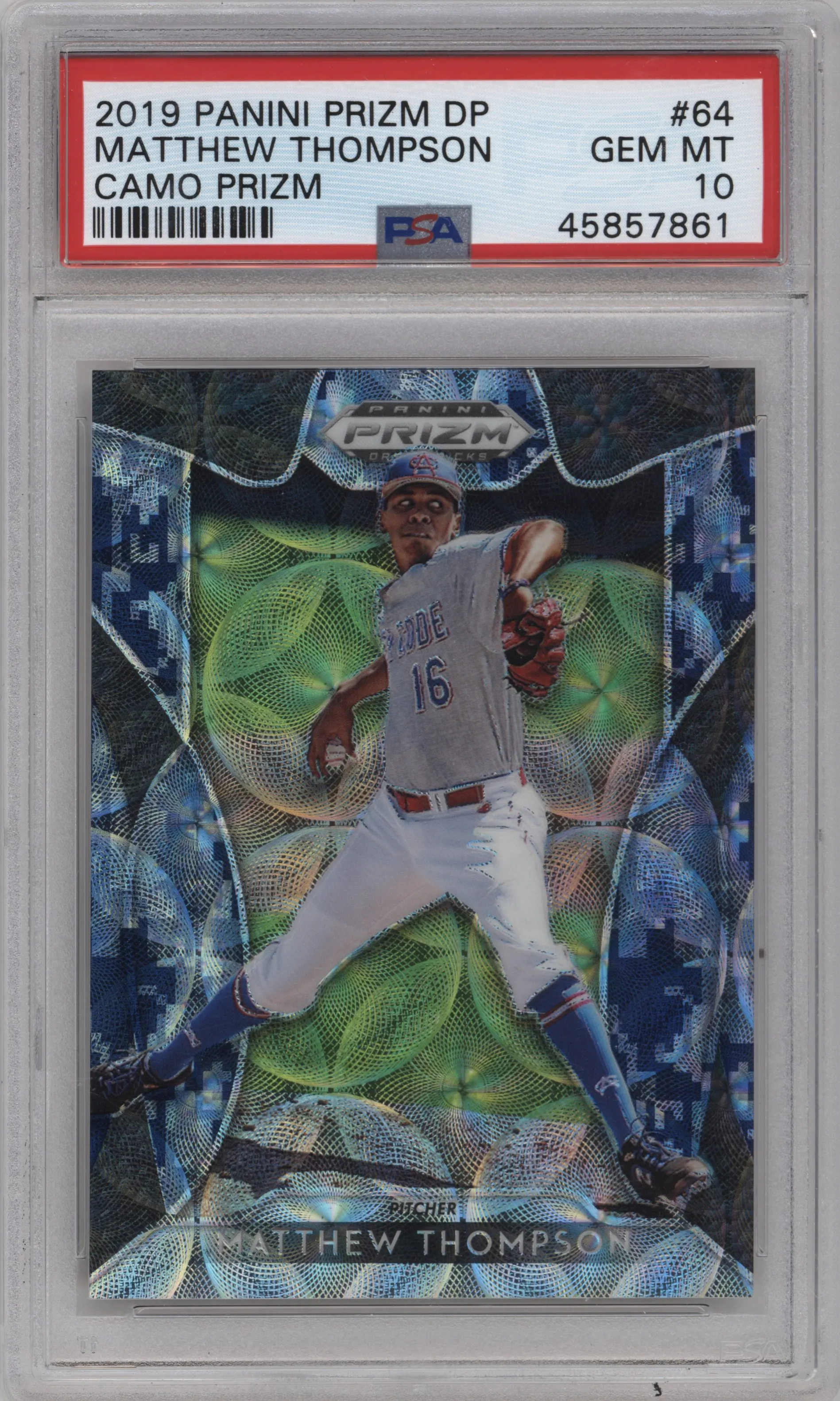 2019 Panini Prizm Draft Picks Matthew Thompson Camo Prizm #64 PSA 10