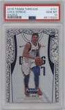 Luka Doncic from the 2018-19 Panini Threads set featuring a Dazzle parallel graded by PSA and given an overall grade of 10.