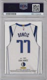 Luka Doncic from the 2018-19 Panini Threads  set featuring a Dazzle parallel graded by PSA and given an overall grade of 10.