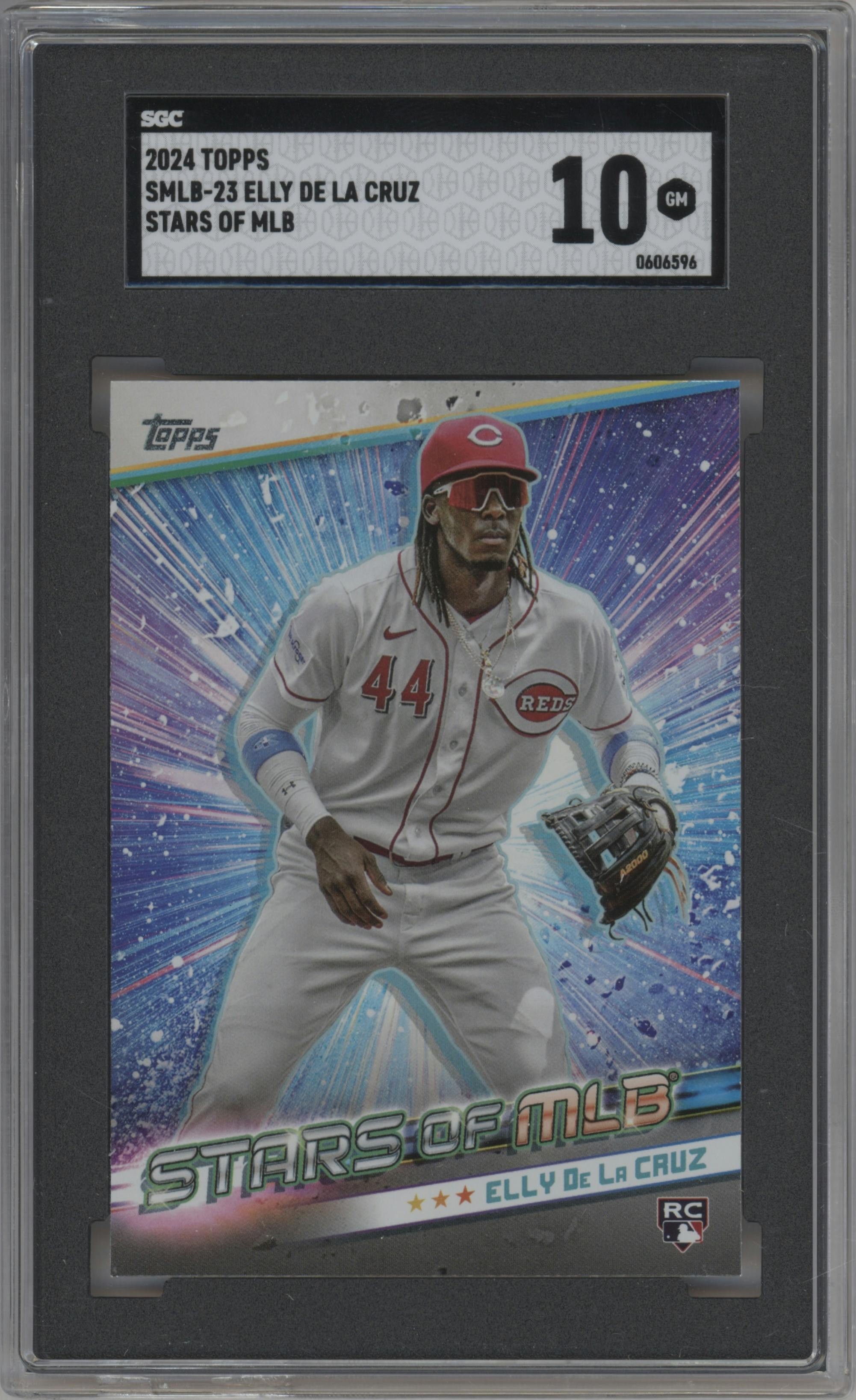 Elly De La Cruz from the 2024 Topps  set graded by SGC and given an overall grade of 10.