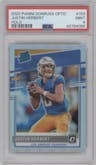 Justin Herbert from the 2020 Panini Donruss Optic set featuring a Holo parallel graded by PSA and given an overall grade of 9.