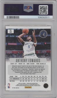  Anthony Edwards from the 2023-24 Panini Prizm Deca set featuring a Gold Prizm parallel graded by PSA and given an overall grade of 9.