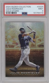 Julio Rodríguez from the 2024 Topps Gilded Collection set graded by PSA and given an overall grade of 9.