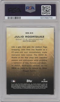 Julio Rodríguez from the 2024 Topps Gilded Collection set graded by PSA and given an overall grade of 9.
