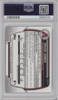 Druw Jones from the 2023 Bowman  set graded by PSA and given an overall grade of 10.