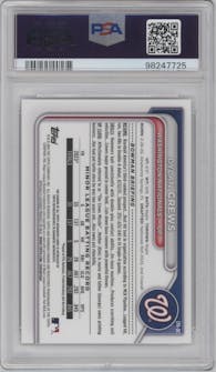 Dylan Crews from the 2024 Bowman set graded by PSA and given an overall grade of 9.