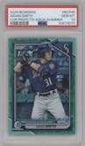 Aidan Smith from the 2024 Bowman set featuring a Aqua Shimmer Refractor parallel graded by PSA and given an overall grade of 10.