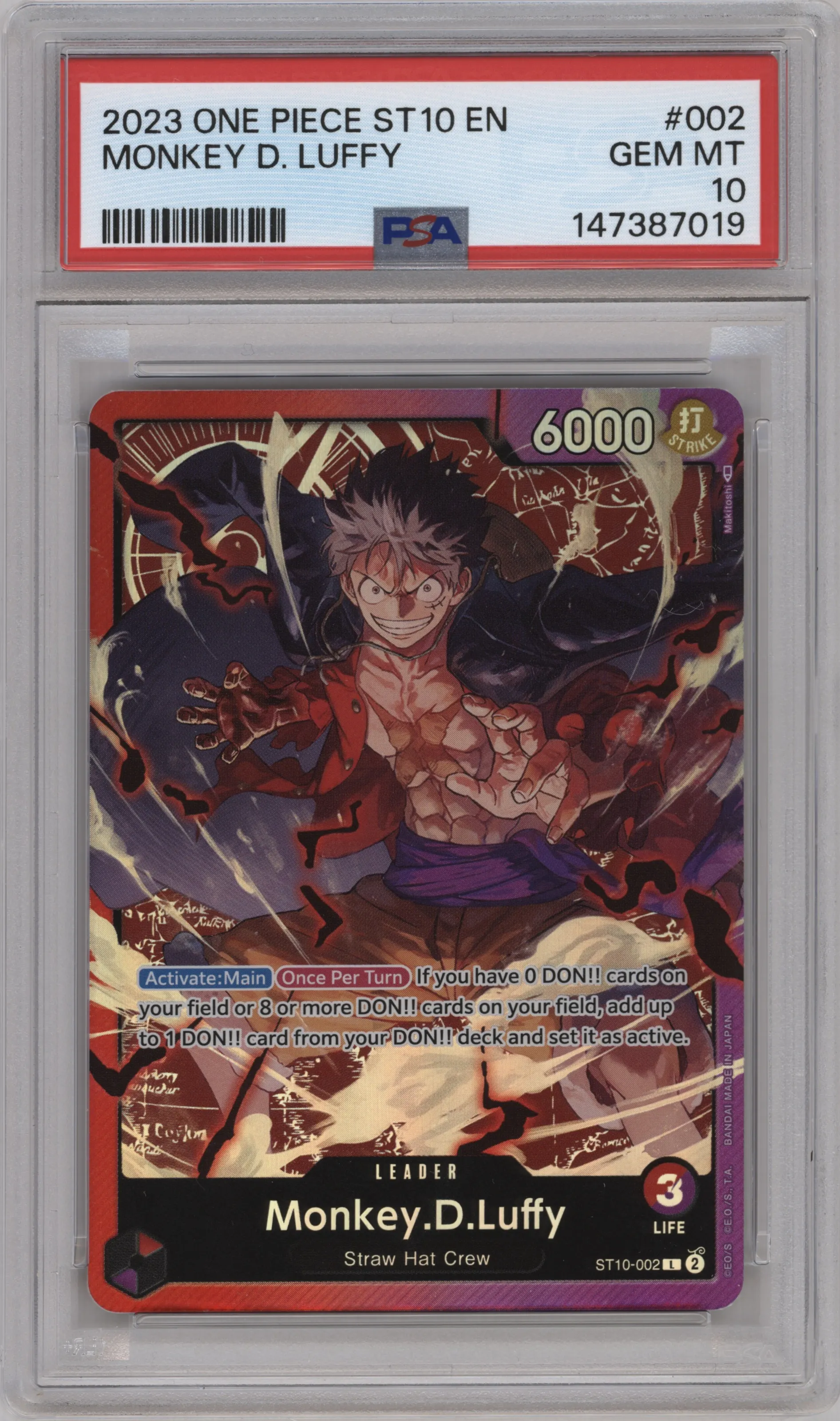 2023 One Piece The Three Captains Monkey.D.Luffy PSA 10