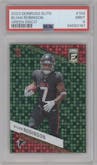 Bijan Robinson  from the 2023 Donruss Elite set featuring a Green Disco parallel graded by PSA and given an overall grade of 9.