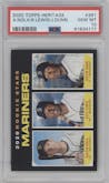 Austin Nola/Kyle Lewis/Justin Dunn from the 2020 Topps Heritage set graded by PSA and given an overall grade of 10.