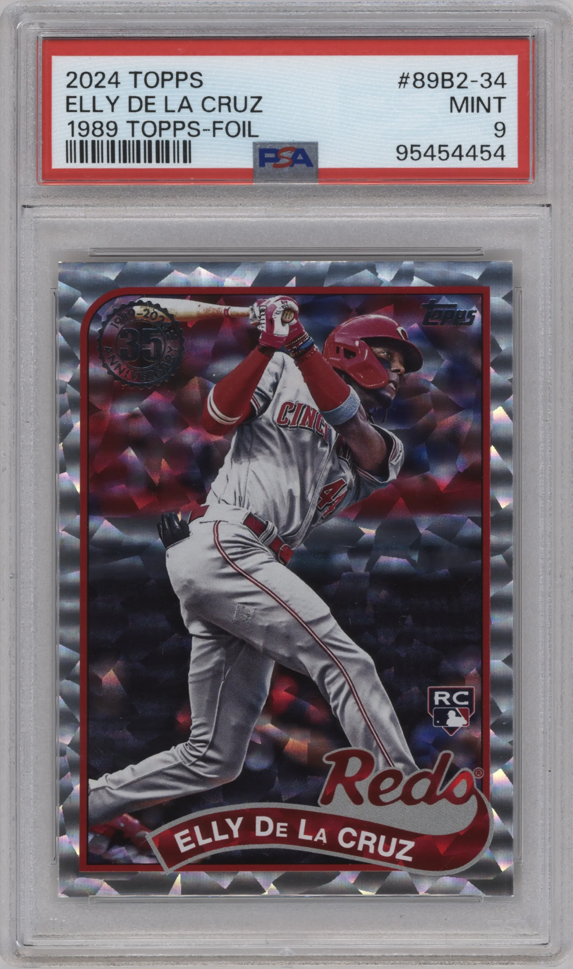 2024 Topps Series 2 Silver Pack 1989 35th Anniv. Elly De La Cruz Silver Crackle Foil #89B2-34 PSA 9