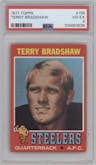 Terry Bradshaw from the 1971 Topps set graded by PSA and given an overall grade of 4.