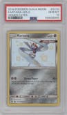 Kartana from the 2019 Pokemon S&M  set graded by PSA and given an overall grade of 10.