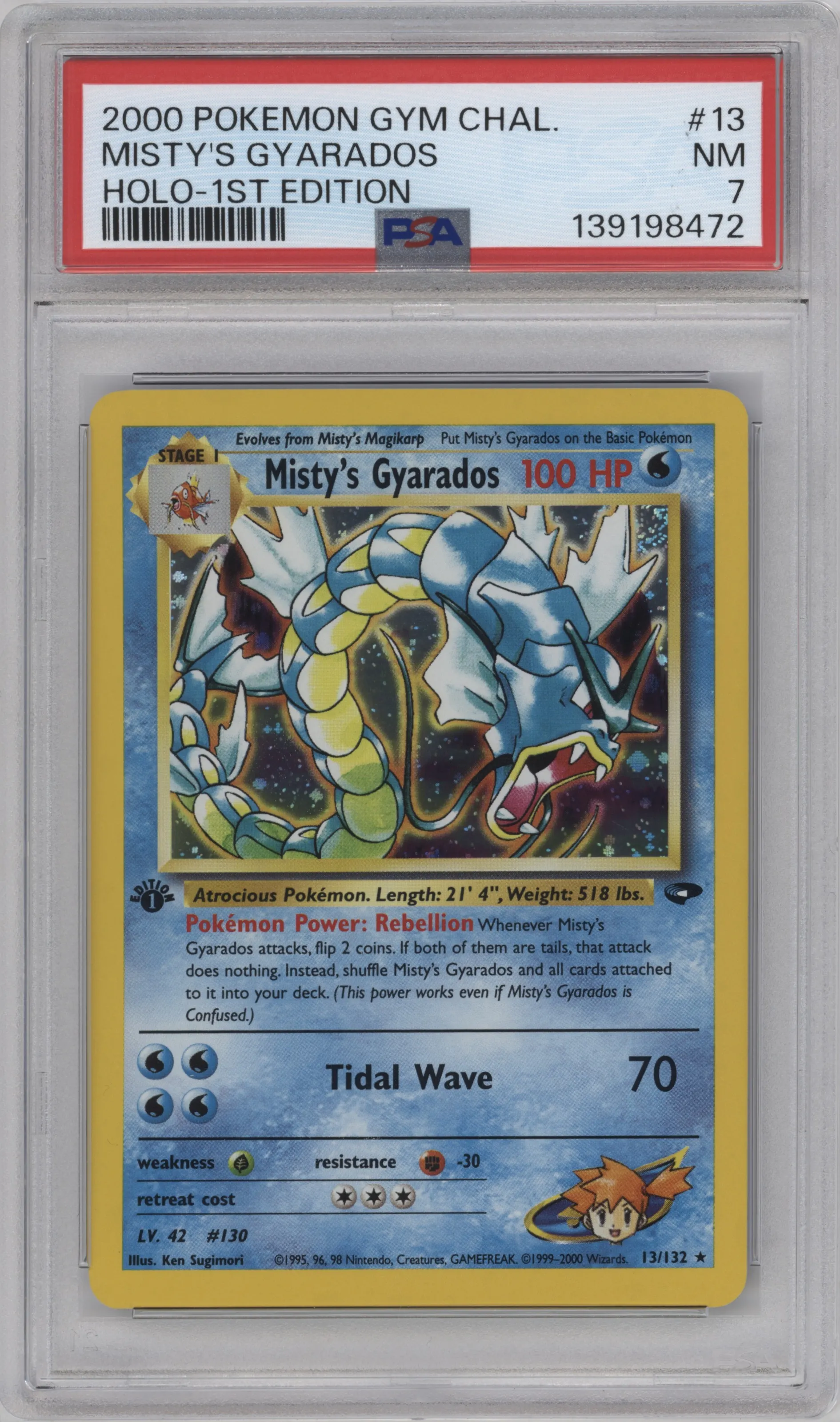 2000 Pokemon GH Gym Challenge Misty's Gyarados #13 PSA 7