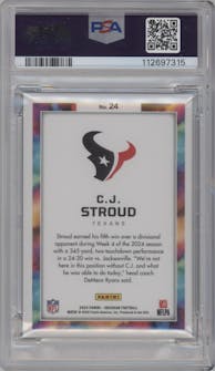 C.J Stroud from the 2024 Panini Obsidian set graded by PSA and given an overall grade of 10.