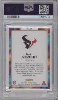 C.J Stroud from the 2024 Panini Obsidian set graded by PSA and given an overall grade of 10.