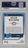 Caleb Williams from the 2024 Donruss set featuring a Blue Scope parallel graded by PSA and given an overall grade of 9.