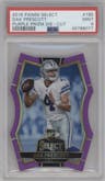 Dak Prescott from the 2016 Panini Select set featuring a Die-Cut Purple parallel graded by PSA and given an overall grade of 9.