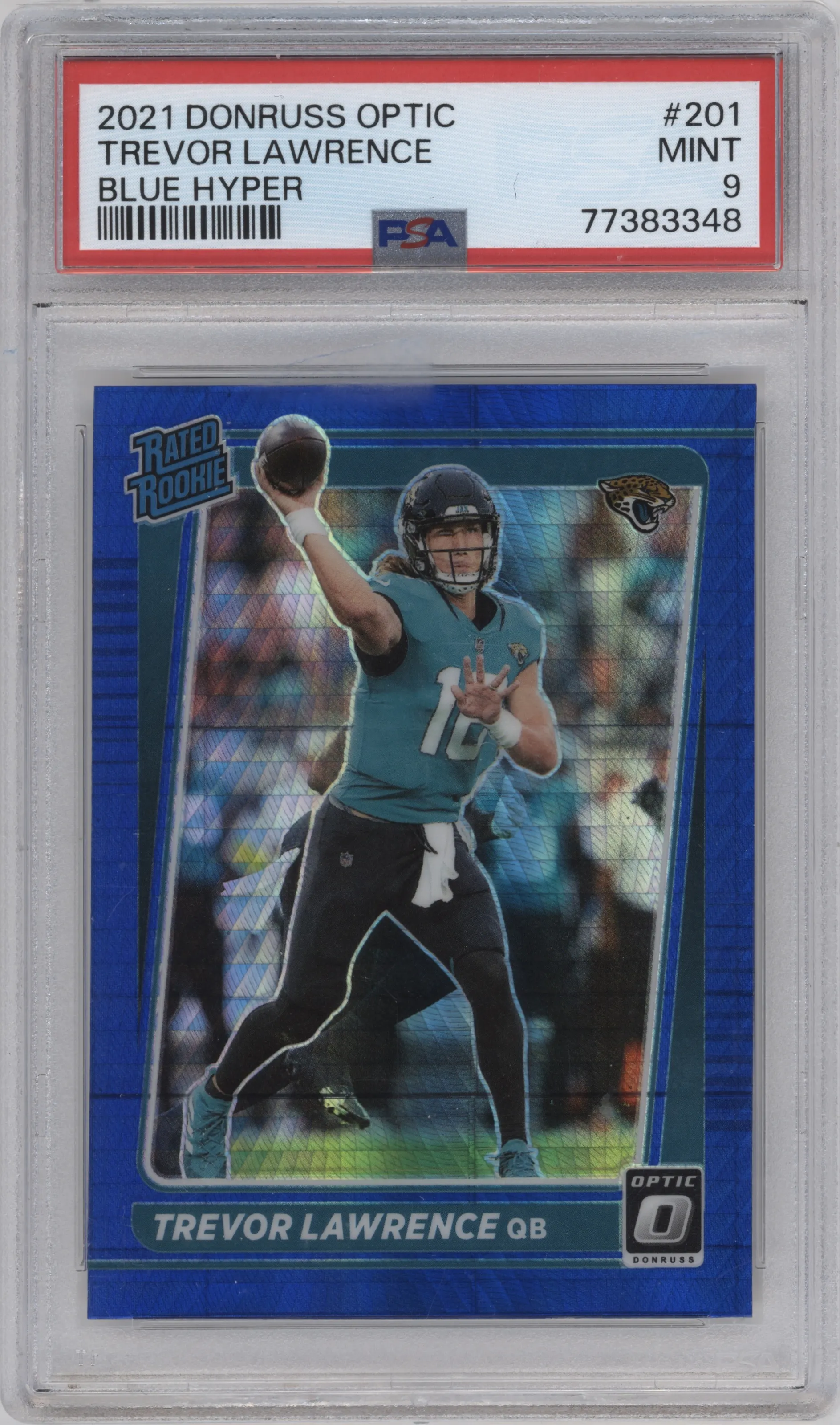2021 Panini Donruss Optic Rated Rookie Trevor Lawrence Hyper Blue PSA 9