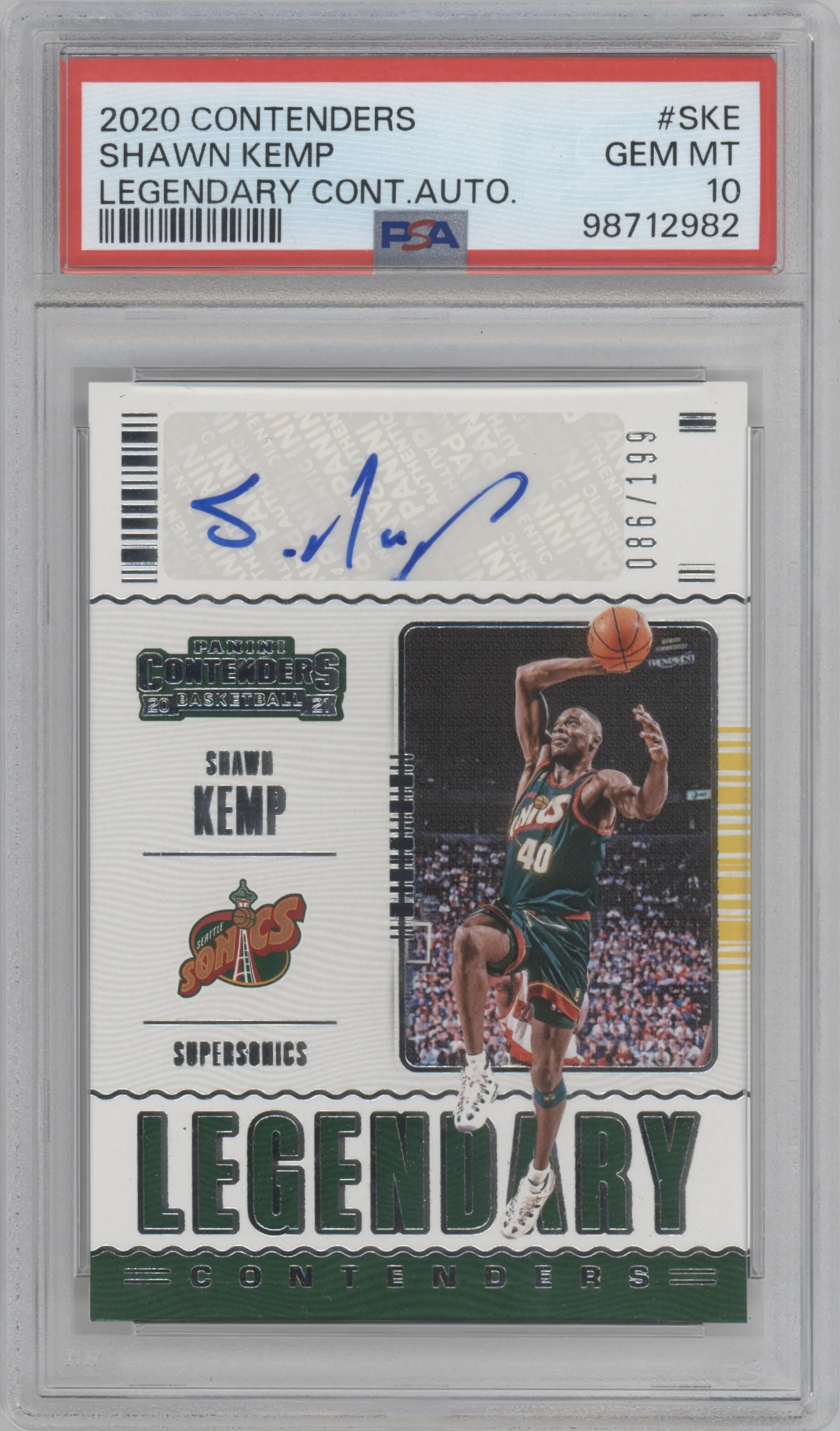 2020 Panini Contenders Legendary Contenders Auto Shawn Kemp #LC-SKE PSA 10