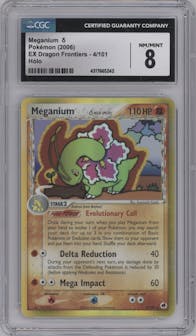 Meganium from the 2006 Pokemon EX set graded by CSG and given an overall grade of 8.