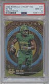 Bo Nix  from the 2022-23 Bowman University Inception set featuring a Gold Foil V2 parallel graded by PSA and given an overall grade of 10.