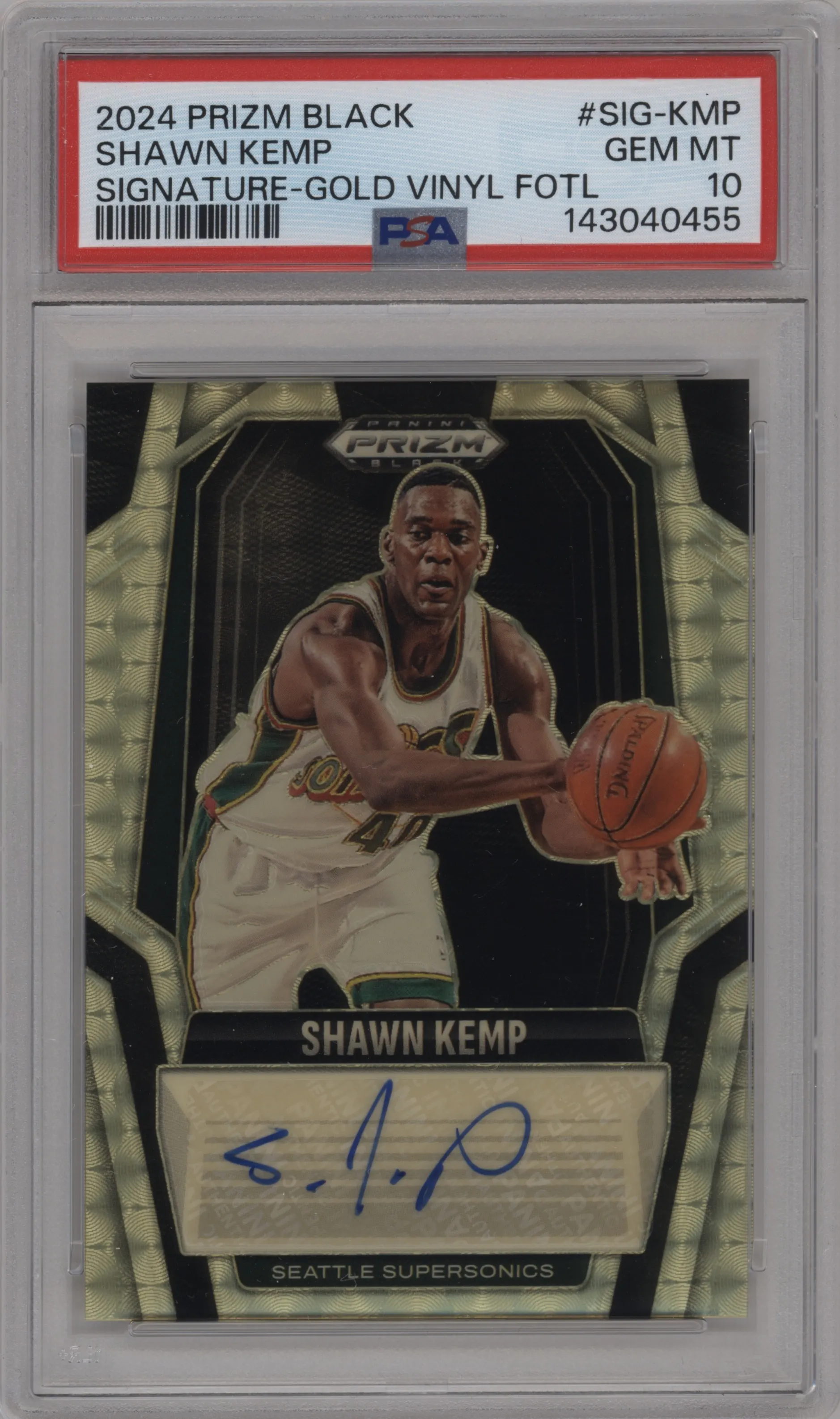 2024 Panini Prizm Black Sig. Shawn Kemp Gold Vinyl PSA 10
