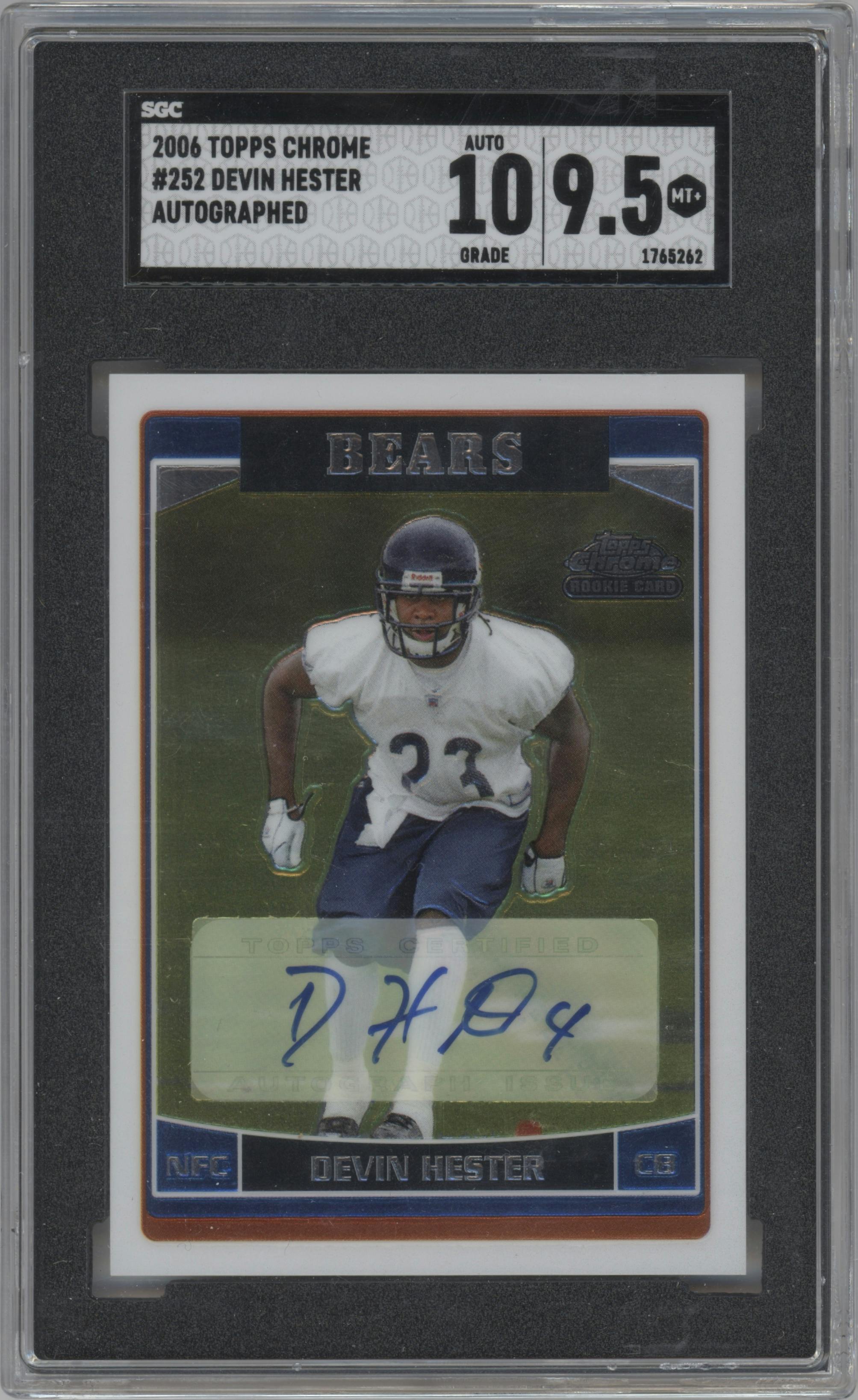 Devin Hester from the 2006 Topps Chrome set graded by SGC and given an overall grade of 9.5.