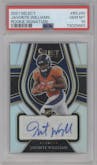 Javonte Williams from the 2021 Panini Select set graded by PSA and given an overall grade of 10.
