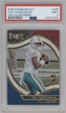 Tua Tagovailoa from the 2020 Panini Select set featuring a Tri-Color parallel graded by PSA and given an overall grade of 9.