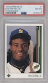 Ken Griffey Jr. from the 1989 Upper Deck set graded by PSA and given an overall grade of 8.