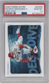Patrick Mahomes II from the 2020 Panini Score set graded by PSA and given an overall grade of 10.