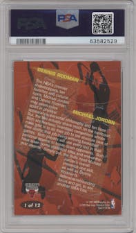 Michael Jordan/Dennis Rodman from the 1997-98 Fleer set graded by PSA and given an overall grade of 8.