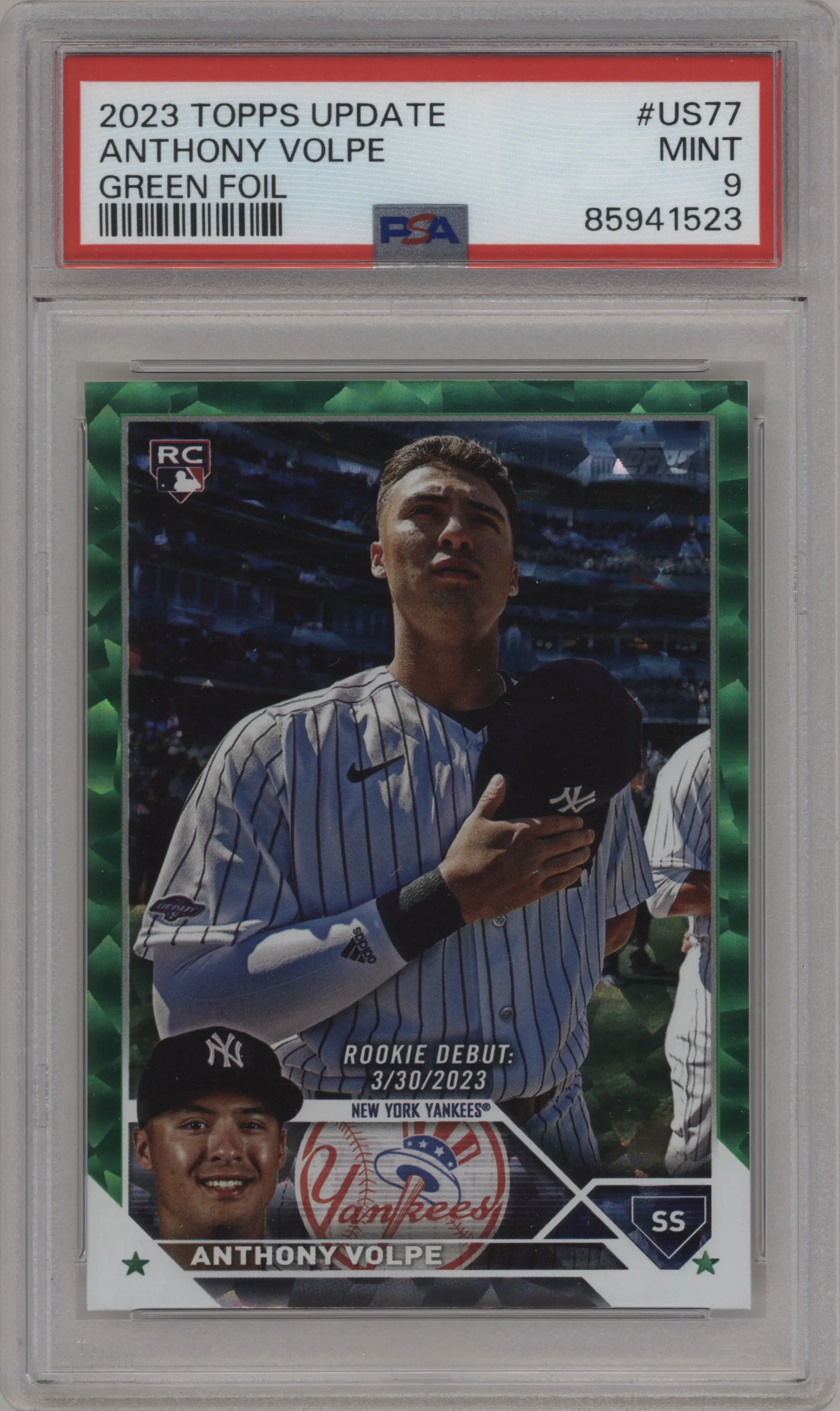 2023 Topps Update Anthony Volpe Green Foil #US77 PSA 9