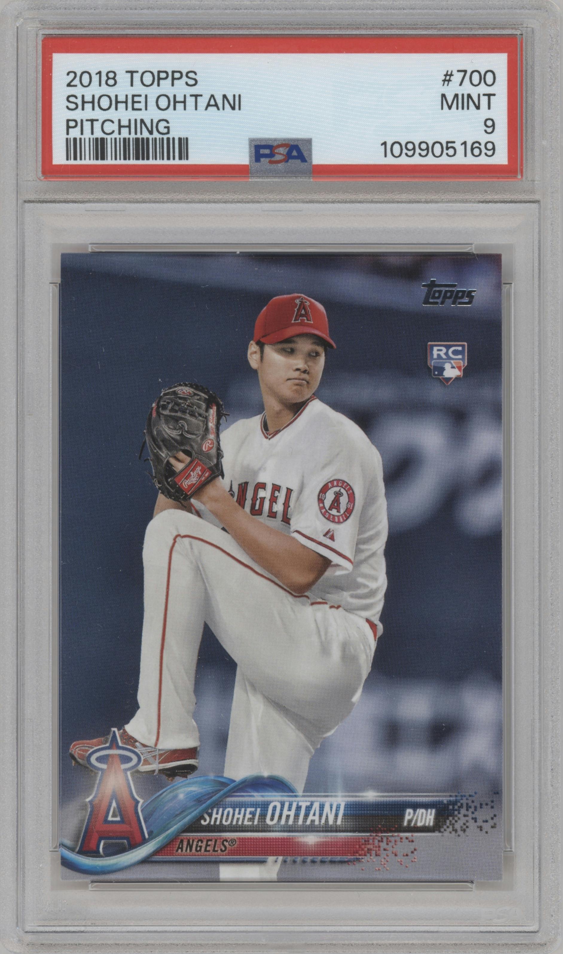 Shohei Ohtani from the 2018 Topps Series 2 set graded by PSA and given an overall grade of 9.