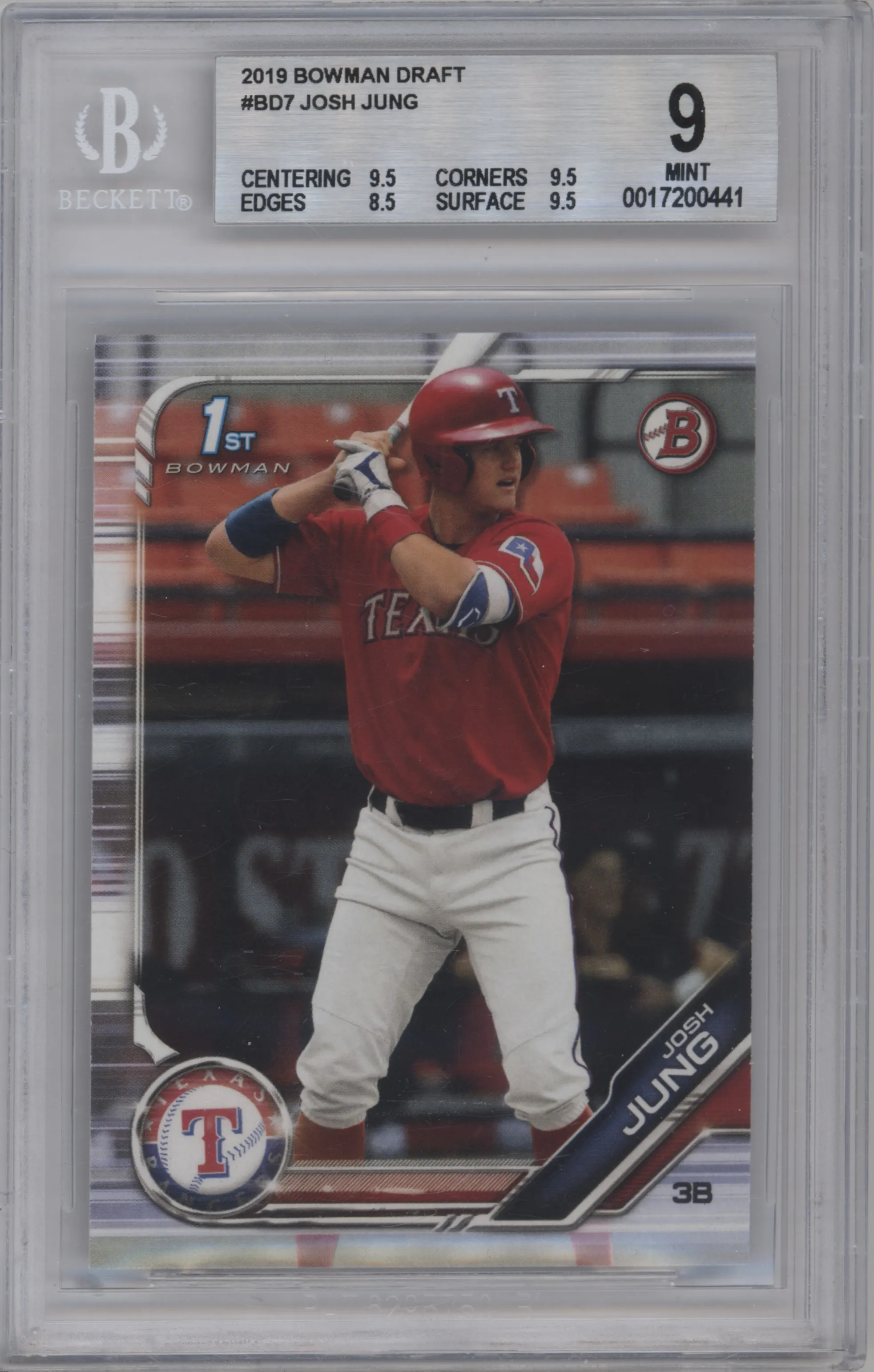 2019 Bowman Draft Josh Jung BGS 9