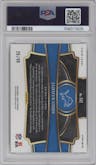 Jahmyr Gibbs from the 2023 Panini Select set featuring a Blue Prizm parallel graded by PSA and given an overall grade of 9.