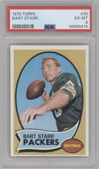 Bart Starr from the 1970 Topps set graded by PSA and given an overall grade of 6.