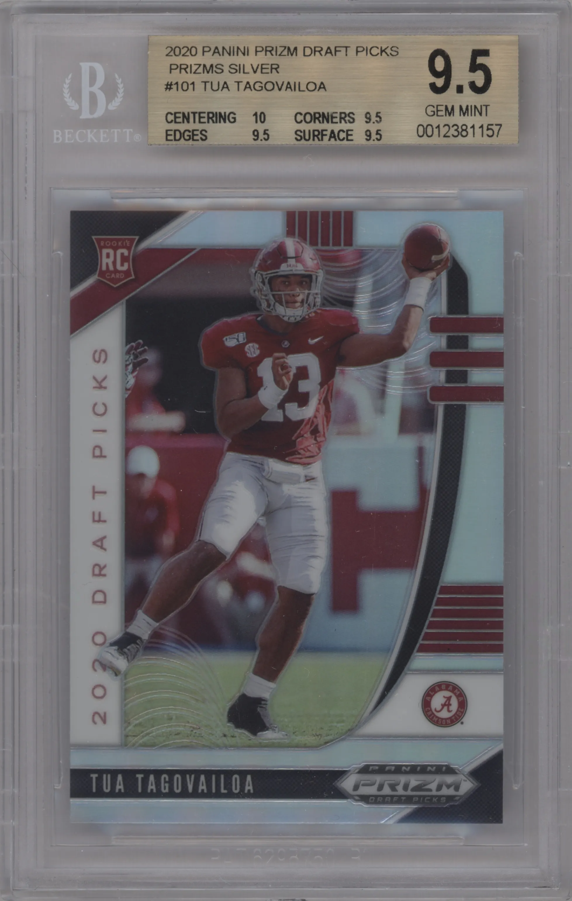 2020 Panini Prizm Draft Picks Tua Tagovailoa Silver Prizm #101 BGS 9.5
