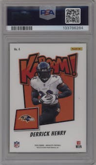 Derrick Henry from the 2024 Panini Absolute set graded by PSA and given an overall grade of 9.