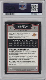 Kobe Bryant from the 2008-09 Bowman Chrome set graded by PSA and given an overall grade of 10.