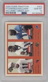 Larry Fitzgerald/Reggie Williams/Roy Williams from the 2004 Fleer Tradition set featuring a Draft Day parallel graded by PSA and given an overall grade of 10.