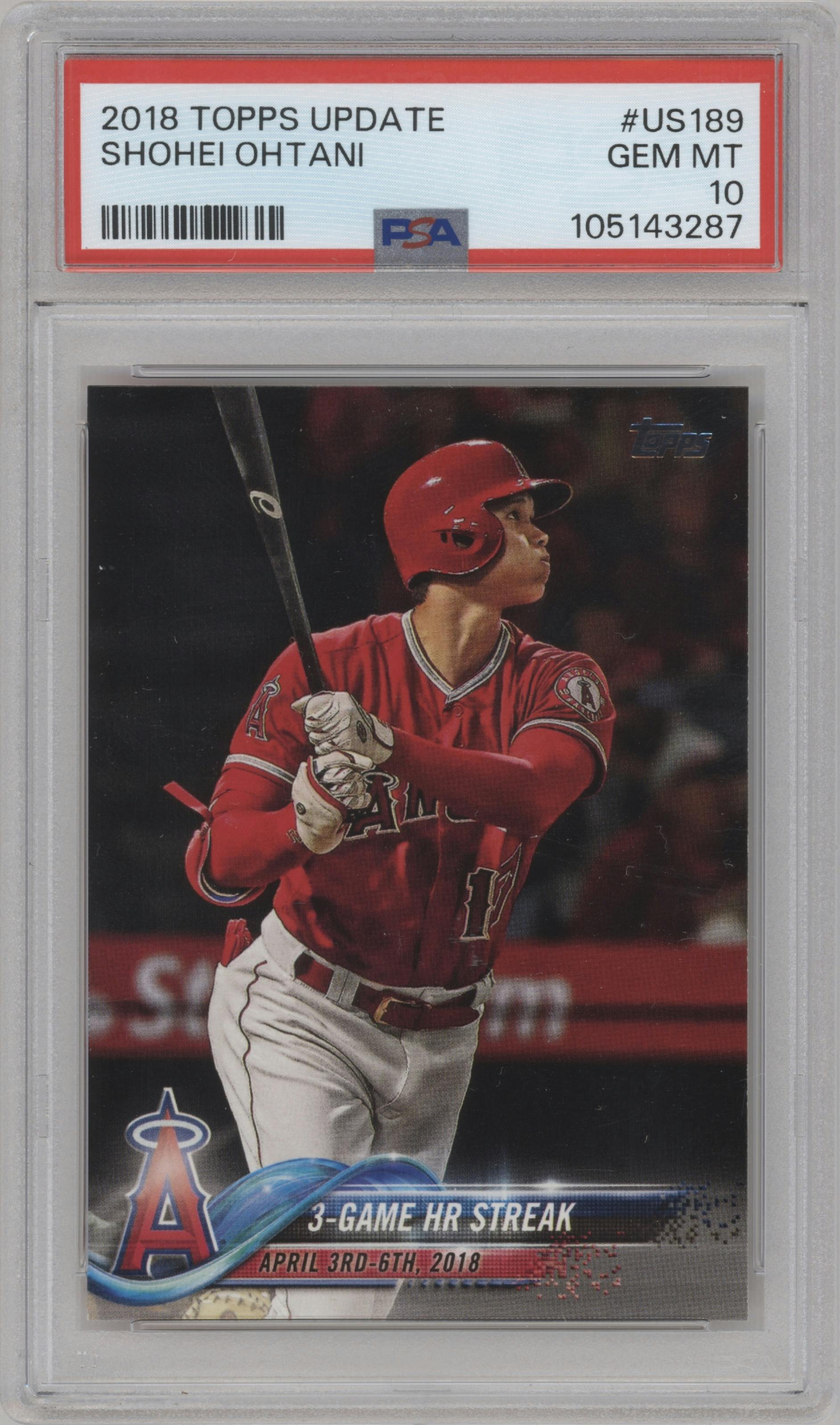 Shohei Ohtani from the 2018 Topps Update set graded by PSA and given an overall grade of 10.