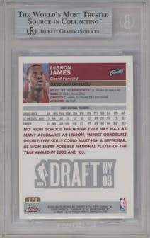 LeBron James from the 2003-04 Topps Chrome set graded by Beckett and given an overall grade of 9.