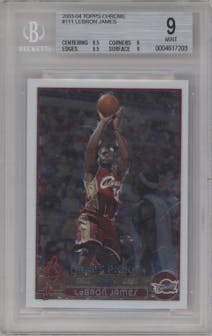 LeBron James from the 2003-04 Topps Chrome set graded by Beckett and given an overall grade of 9.