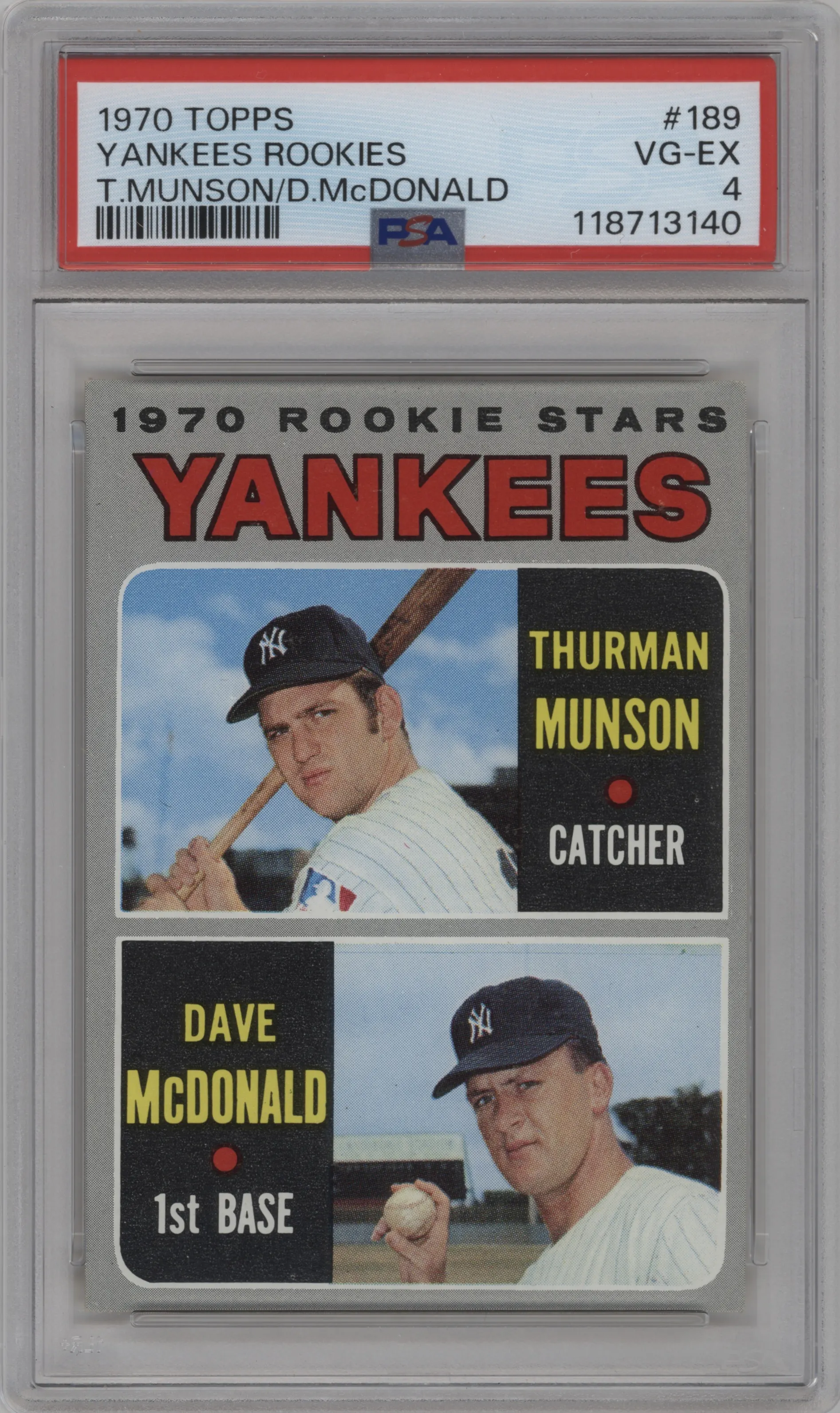 1970 Topps Thurman Munson/Dave McDonald #189 PSA 4